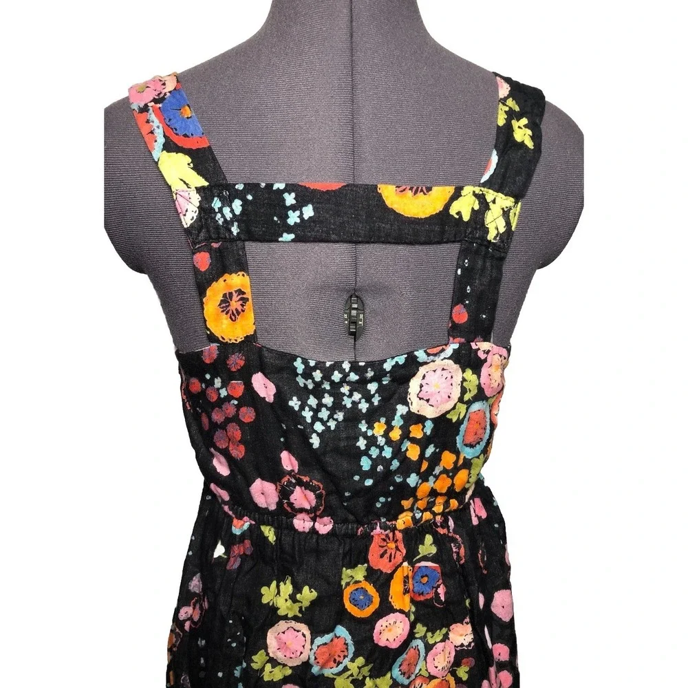 Y2K Rebe USA Floral Cotton Bubble Hem Dress Black Coral 33-28-48 S - Picture 7 of 10